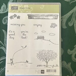 Stampin' Up! Happy Home Stamp Set phrases park bench sceneries kite flying